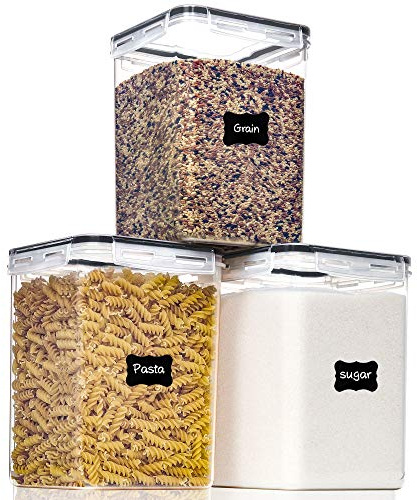 PANTRYSTAR Large Food Storage Containers with Lids Airtight 5.2L /176Oz, for Flour, Sugar, Baking Supply, 3PCS BPA Free Plastic Canisters for Kitchen Pantry Organization
