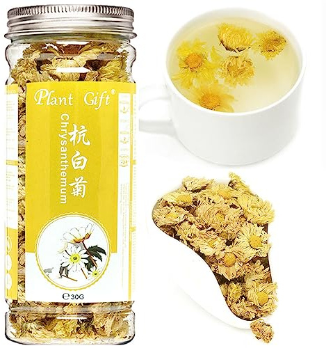 Plant Gift Weißer Ju Hua-Tee, Kräutertee 30g/1oz | Natürliches. Non-GMO. Ohne Zusätze. Getrocknete weiße Ju Hua, mild. Heiß oder kalt. Auch: White Juhua Tea.