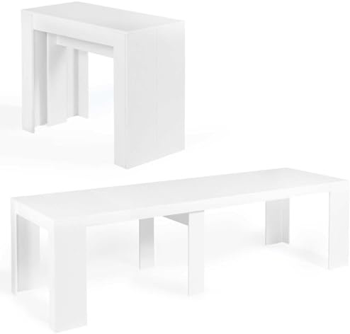 IDMarket - Consola extensible ORLANDO, 14 personas, 300 cm, madera blanca
