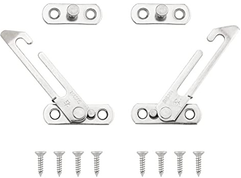 ITROLLE 2PCS Stainless Steel Casement Stopper with Key Opening Angle Safety Window Opening Restrictor Lock Window Limiter