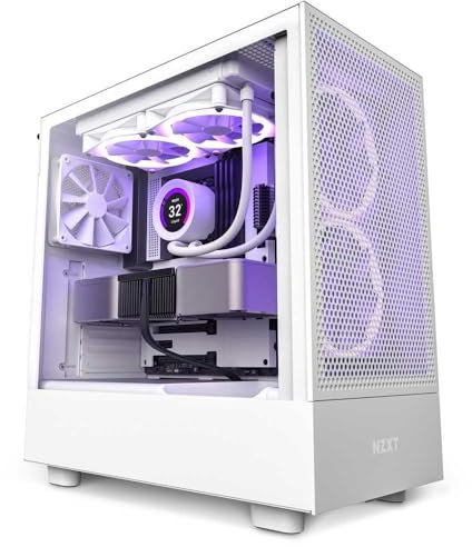NZXT H5 Flow White Mid Tower Tempered Glass PC Gaming Case