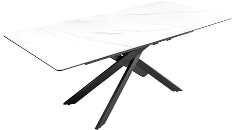 Riess Ambiente Esstisch Alpine 200cm - schwarz grau - Keramik | 10 Sitzplätze, Stabile Konstruktion, industrial-Design, wohnlicher Look, 60 kg Belastbarkeit, Metallgestell