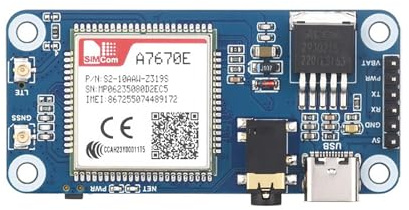 Coolwell Cat-1/GSM/GPRS/GNSS HAT for Raspberry Pi Raspberry Pi 5 4B+ 4B 3B+ 3B 2B+ Zero W WH Jetson Nano Based On A7670E Module GNSS Positioning Support LTE Cat-1 / 2G