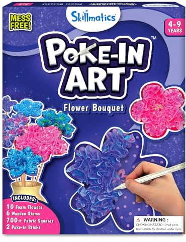 Skillmatics Poke-in Art - Flower Bouquet, DIY Wood Craft Kit, Mother’s Day Gift, Mess-Free Creative Play for Girls and Boys Ages 4, 5, 6, 7, 8, 9, Fine Motor Skills, Screen-Free Fun