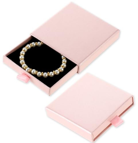 Dimeho Schmuck-Geschenkboxen 2er Pack Schmuck Box Rosa Schmuckkasten Schmuckschatulle Schmuck Organizers Kleine Geschenkboxen für Armbänder Ohrringe Halsketten Andere Dekorationen (8 x 8 x 1,6 cm)