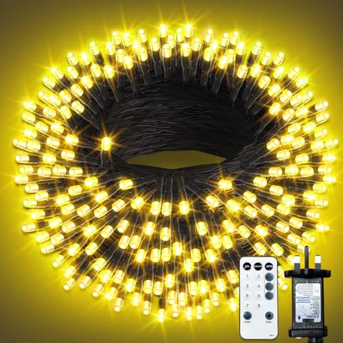 ARKOCHIC 35M Christmas Tree Lights Warmwhite, 300 LED Outdoor Christmas Lights, IP65 Waterproof Fairy Light Plug in, Linkable String Light with 8 Modes/Timer for Outside Indoor Decorations/Garden