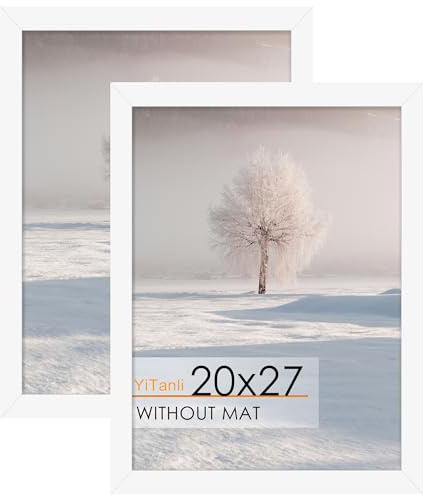 YiTanli Puzzle Frame 20x27, for 20 x 27 in Posters and Art Prints, Horizontal or Vertical Wall Mounting, White 27x20 Picture Frame for Puzzle, 2 Pack.