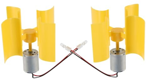 UPKOCH Generador Eléctrico Eólico Pequeño de Alta Eficiencia Motor Vertical y Palas de Plástico y Cobre para Uso Educativo al Aire Libre, Paquete de 2 Unidades