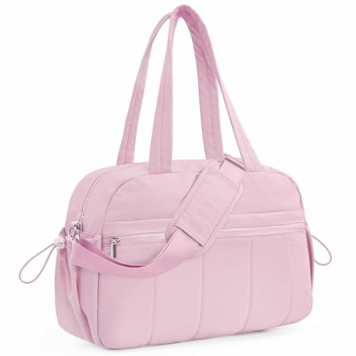 Outplea 20 l duffelväska för resor, kvinnor, flickor, liten personlig handbagage för flygplan, puffer, weekendväskor, Rosa, 20L, Sport duffelryggsäckar