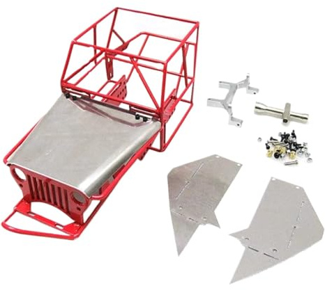 For WPL C14 C24 C24-1 1/16 Full Tube Frame Metal For Chassis Body Roll Cage RC For Buggy Car Upgrade Accessories RC Crawler Frame(Red)