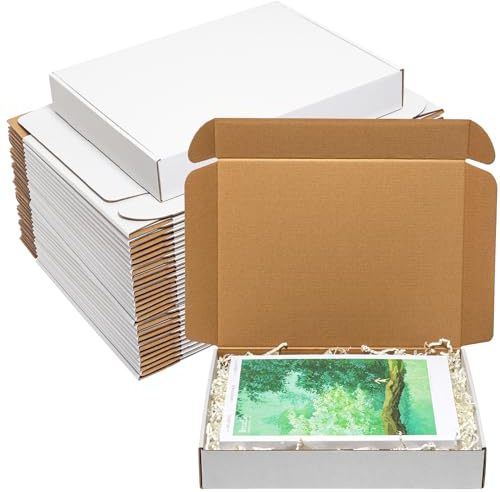 Wowxyz Shipping Boxes 12x9x2 30 Pack - White Corrugated Cardboard Box Mailers for Small Business, Literature Mailer Box Packaging Supplies