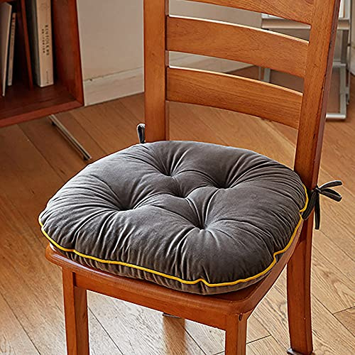 Modern Soft Thickened Seat Cushion with Ties for Kitchen Chairs Office Chairs Bench Cushion - Grey 48x45cm / 18.9x17.7 inches Comfortable Upholstered Pad