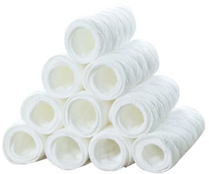 GALPADA 10 Pièces Inserts De Couches En Coton Couche Lavable Couches De Bébé Réutilisables White