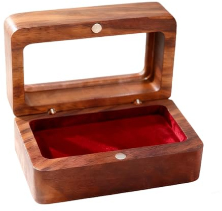 Tressify Scatola di visualizzazione per gemelli, legno di noce, coperchio acrilico, design portatile