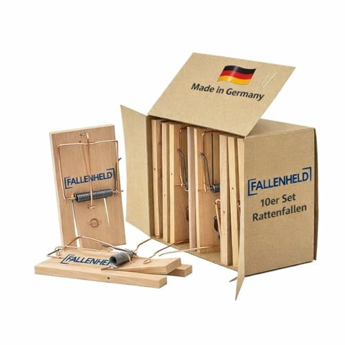 FALLENHELD Lot de 10 Pièges à Rats en Bois I Grand piège à Rats sans Poison I Tapette puissante I Utilisation Simple, Réutilisable, Efficace