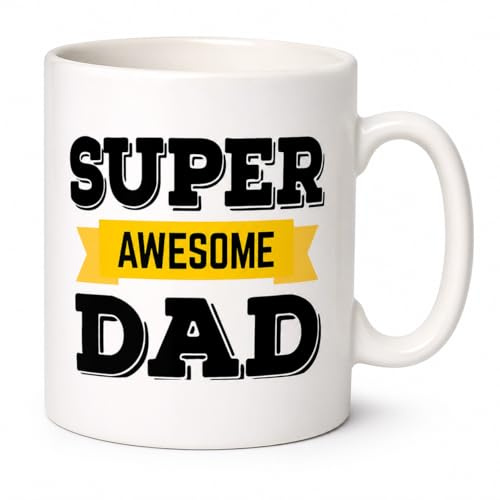 indigo® 900ml Giant Mug – Extra Large Coffee Cup “Super Awesome Dad”, Funny Dad Gift, Big Tea Mug, Microwave & Dishwasher Safe, Gift Boxed