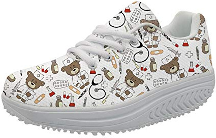 Showudesigns Travail infirmière Mode Compensées Basket Femmes Minceur Chaussures Running Légère Chaussure de Course Fitness Sport Respirant Sneaker EU 41