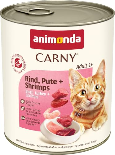 animonda Carny Adult, cibo umido per gatti, Manzo, Pute + Gamberetti 6 x 800 g