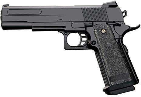 Softair Pistole Voll Metall Rayline RV19 (Manuell Federdruck), Nachbau im Maßstab 1:1, Länge: 23cm, Gewicht: 530g, Kaliber: 6mm, Farbe: Schwarz - (unter 0,5 Joule - ab 14 Jahre)