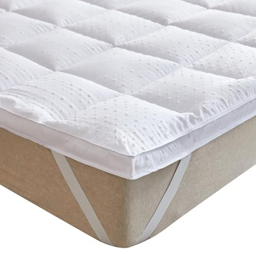 Bedecor Sobrecolchon de Microfibra 135x190, Muy Suave y Comodo Cubre Colchon con Diseño Antideslizante, 3D Massage Bubbles Lujoso Topper 135x190, Funda Colchon Antialérgico y Lavable a Maquina