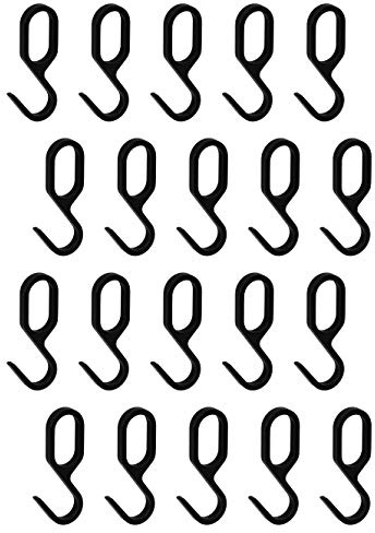 Gedotec upphängningskrok för skåpstång oval skåprör | S-krok metall svart matt | garderobskrok för klädstång 30 x 15 mm | 20 stycken | design klädkrokar hängare för möbelstänger