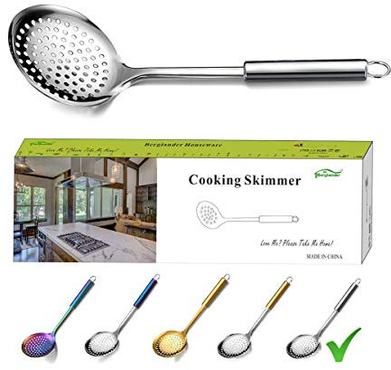 Berglander Cucchiaio per schiumarola, Colino in acciaio inossidabile, Schiumatoio da cucina, Cucchiai con fessura, Schiumarola per cucinare, Cucchiaio colino in metallo