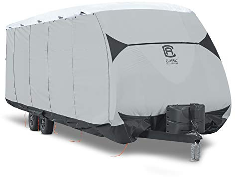 Classic Accessories SkyShield Husvagnsskydd, skyddsfodral för husvagnar, presenning vattentätt för att skydda mot väderpåverkan, grå, för husvagnar 550–600 cm (‎80-455-173101-RT/modell 4)