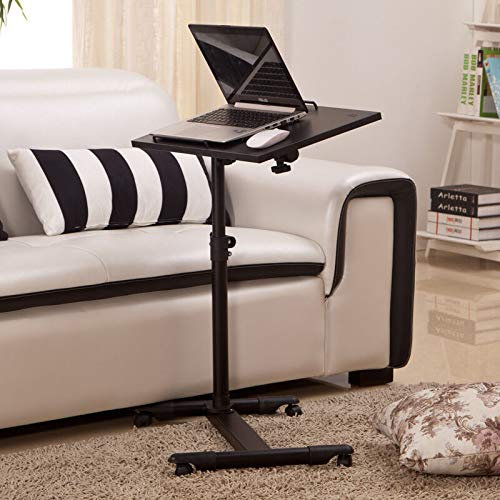 Adjustable C-Shaped Side Table - Portable Desk Stand with Sofa Bed Tray for Laptop, Computer, Notebook, Tablet - Snack End Workstation