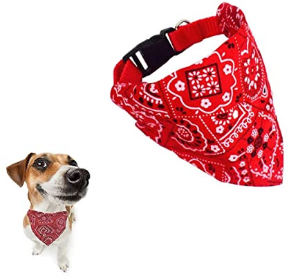 LATRAT Bandana triangolare regolabile per animali domestici, sciarpa per cani, rosso, poliestere, grande