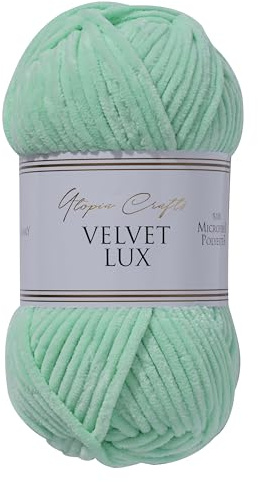 Utopia Crafts Velvet Lux Chenille Super Soft Chunky Yarn for Knitting and Crochet 100g (Pale Teal)