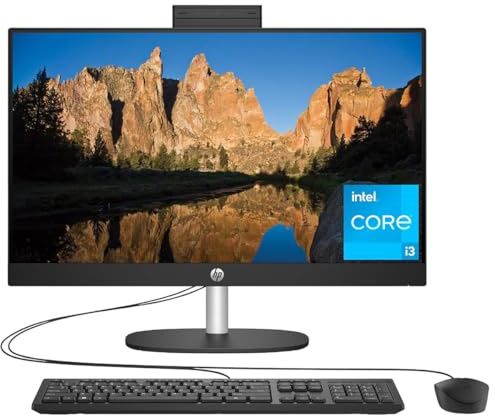 HP 23.8 inch All-in-One Desktop PC, FHD Display, Intel Core i3-N300, 8 GB RAM, 256 GB SSD, Intel UHD Graphics, Windows 11 Home, 24-cr0030 (2023)