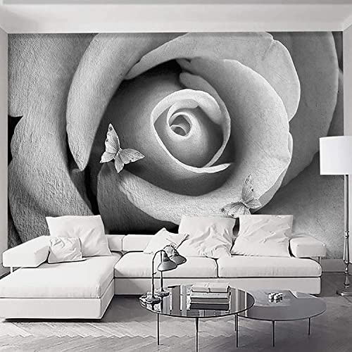 3D Personalizado Gran Pegatina De La Pared, Rosa Blanca Gris En Relieve Abstracto Papel Pintado Mural, Respetuoso Con El Medio Ambiente, Resistente A Las Manchas, Sala 140 (ancaHtoo) x 70 (aHto) cm