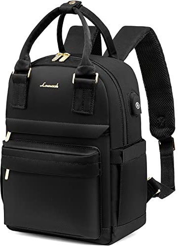 LOVEVOOK Backpack Womens Small Fashion Rucksack Bag for Ladies with USB Port Waterproof Handbag for Girls Anti-theft Mini Casual Daypack City Pack for School Uni Travel, Black