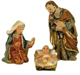 FADEDA 3 figuras de belén decorativas, 4 cm, pintadas a mano, detalles detallados, decoración de mesa de Navidad, accesorios para pesebre