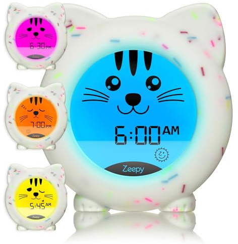 Zeepy Horloge Enfant 4 Phases Apprentissage Sommeil | Reveil Enfant Educatif Jour/Nuit & Veilleuse Bébé USB | Cadeau Naissance Idéal - Kip Le Chaton