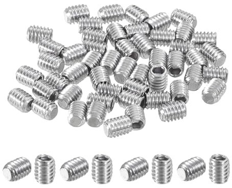 sourcing map 50Pcs Hex Socket Grub Screw, M2.5x3mm 304 Stainless Steel Head Socket Set Screws Flat Point Grub Bolt for Door Handles, Light Fixture Repair