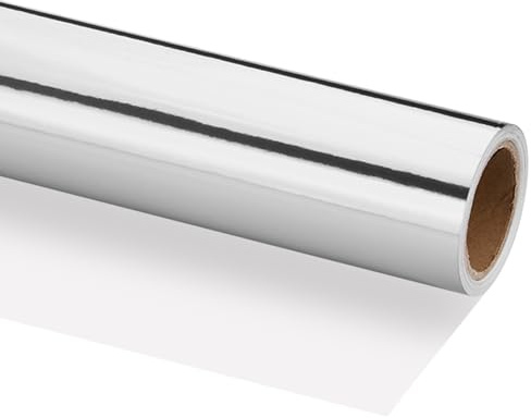PATIKIL Metallisches Geschenkpapier, 16 Zoll x 200 Zoll (16,4 Fuß) 120 GSM Matte Folienpapierrolle Verpackungspapier für Weihnachten Hochzeit Geburtstag, Silberton