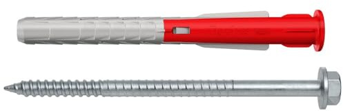 fischer DDF Heavy-Duty Dot & Dab Wall Fixings 10 x 100mm - Plasterboard Over Blockwork Anchors, Anti-Rotation Design, Includes Wall Plugs & Screws. TVs, Radiators, Heavy Shelves & Cabinets - Box of 50