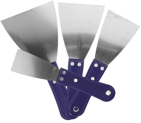 HOMSFOU 4pezzi Raschietto Per Stucco Inossidabile Manico Ergonomico Per Patching Rimozione Vernice e Decorazioni Murali Utensile Di Pulizia e Spatola Per Cartongesso