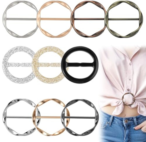 DSLSQD, 8 spille a T Shirt Clip per abbigliamento, anello di stoffa, fibbia per cintura da donna, sciarpa, anello a clip, per camicia, corpetto in vita, clip per stringere fibbie per cinture, 10 pezzi