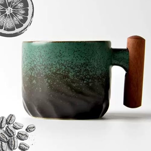PRINCE G Ceramic Coffee Tea Tasting Cup Japanese Style Coffee Tea Mug With Handgrip (Green)