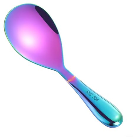 Cucchiaio da riso in acciaio inox con design ergonomico senza proprietà per servire facilmente il cibo (D)