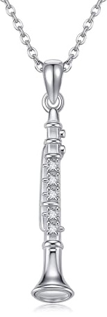 ONEFINITY Collier clarinette S925 en argent sterling avec pendentif clarinette de musique - Cadeau pour femmes et hommes