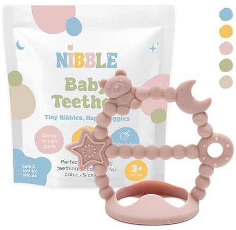 Baby Teether, Silicone Teething Glove, Teething Mitten, BPA Free Teether for Boys and Girls, 3-12 Months, Relief Chew Toy, Babyshower Gift (Pink)