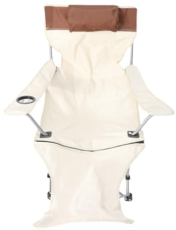Hamwesh Reclining Camping Chair, 900D Oxford Fabric Outdoor Folding Lounge Chair with 4 Adjustable Positions Detachable Footrest for Beach Balcony Picnics Fishing (Khaki)
