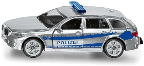 siku 1401, Polizei-Streifenwagen, Metall/Kunststoff, Silber, Öffenbare Türen, Anhängerkupplung