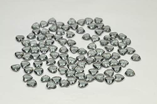 1000 Deko-Steine Herzen 1,2 cm ( grau / silber / 077 ) // Dekosteine Streudeko Tischdeko Kunststoffherzen Steine PVC Acryl
