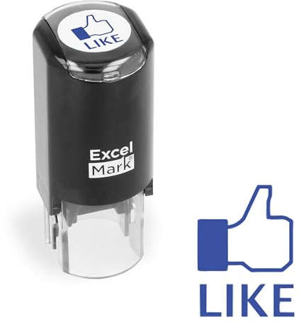 ExcelMark Thumbs Up Like - Self-Inking Round Rubber Teacher Stamp - Blue Ink