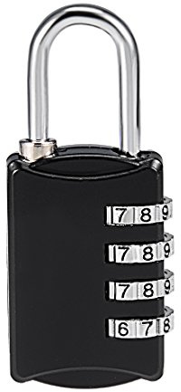 Sourcingmap Cadenas à combinaison à 4 chiffres, anse de 4 mm, serrure en alliage de zinc étanche pour casier, clôture, valise, voyage, extérieur, noir