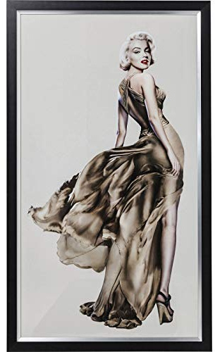 Kare Design Bild Frame Marilyn Grau/Schwarz, Glasbild, Kunstdruck, Marilyn Monroe, Wanddekoration, Dekobild, Modern, Wohnzimmer, Schlafzimmer, Flur, 172x100x4cm